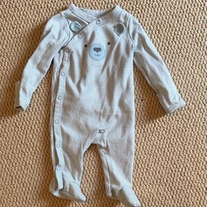 Striped Bear Print Baby One Piece